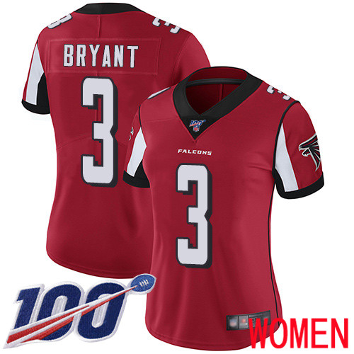 Atlanta Falcons Limited Red Women Matt Bryant Home Jersey NFL Football #3 100th Season Vapor Untouchable